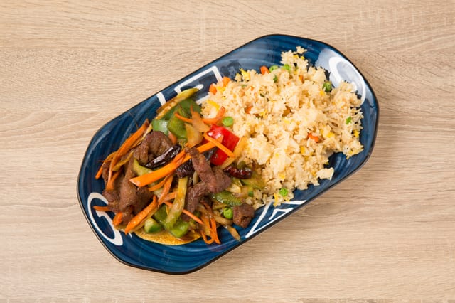 Mongolian Beef Over Rice.