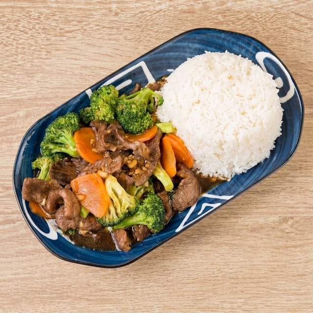Beef Broccoli Over Rice.