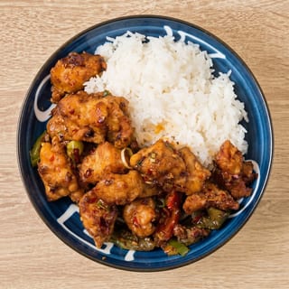 Mala Spicy Chicken Over Rice