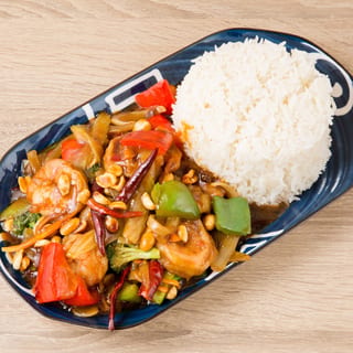 Baby Shrimp with Hot Pepper Peanut Rice