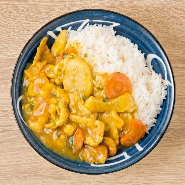 Curry Chicken Over Rice.