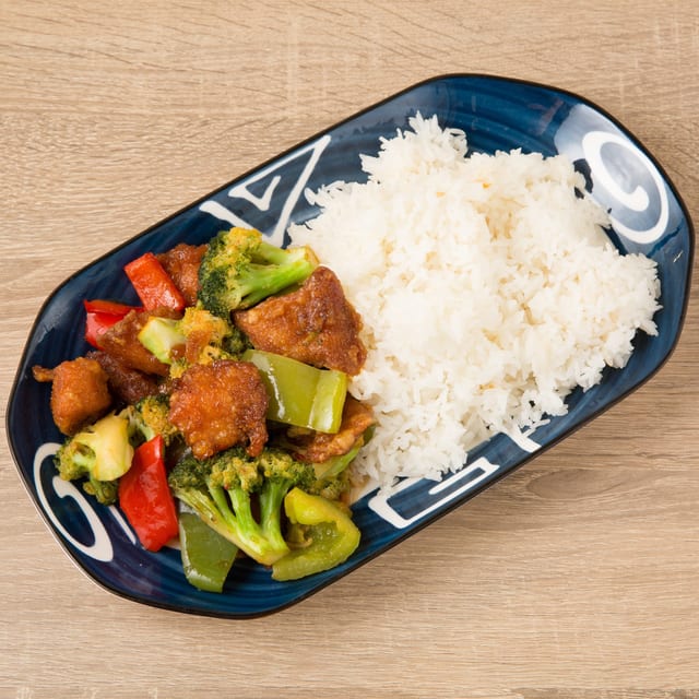 L. General Tso's Chicken Over Rice.