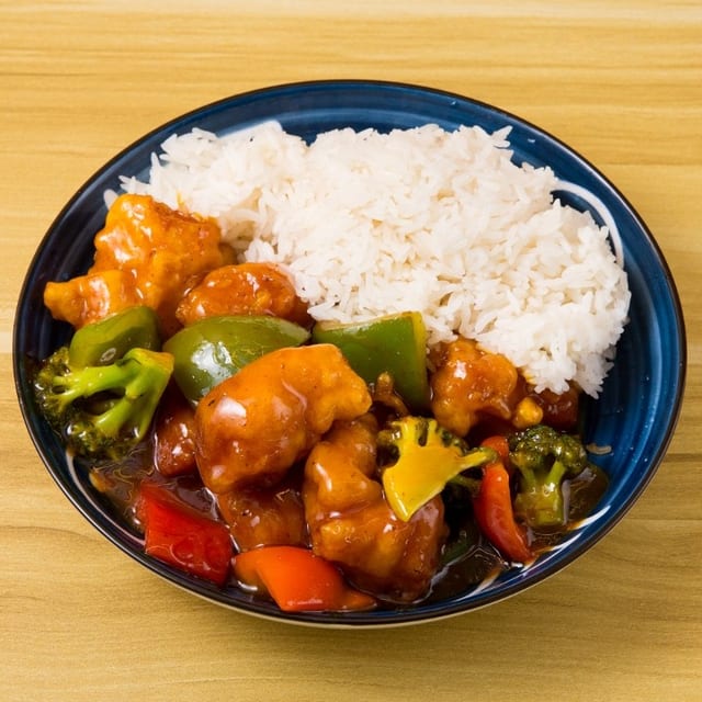 L. Orange Chicken Over Rice.
