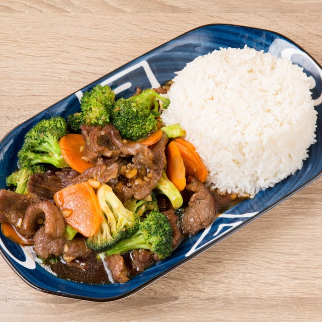 Beef Broccoli Over Rice.