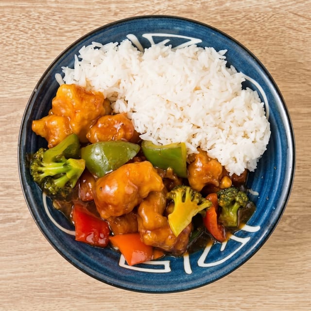 Orange Chicken Over Rice.