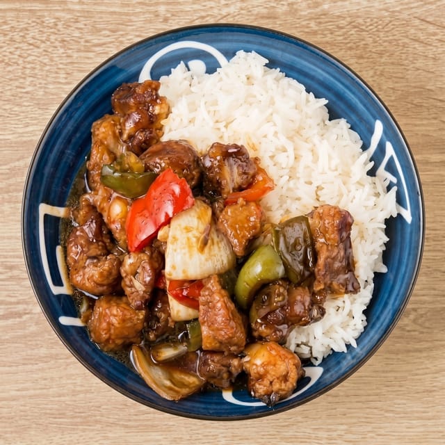 Spare Pork Ribs Over Rice.
